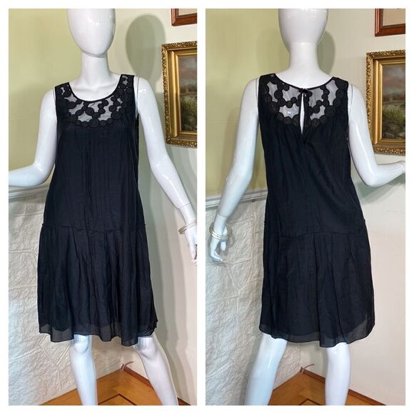 Bruuns Bazaar Copenhagen LBD Silk & Cotton Blend Black Dress - Picture 1 of 12